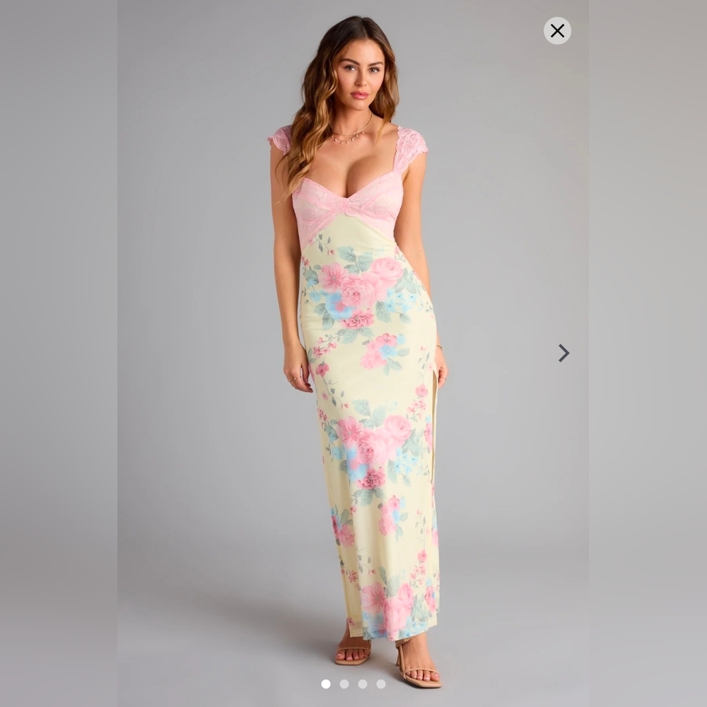 Cottagecore Floral Lace Maxi Dress Romantic Slip Dress Small - Picture 13 of 14
